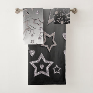 Christmas gradient glitter shine confetti stars fu bath towel set