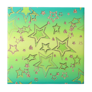 Christmas gradient glitter shine confetti stars fu ceramic tile
