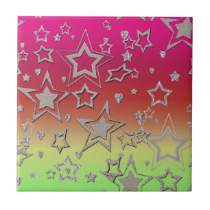 Christmas gradient glitter shine confetti stars fu ceramic tile