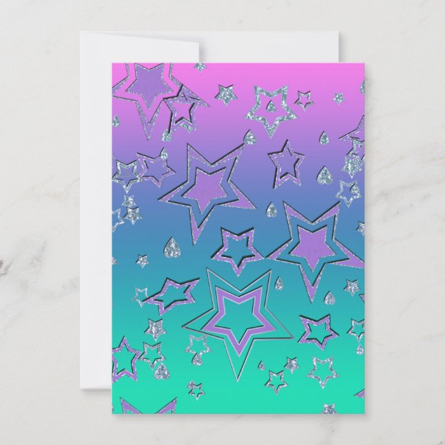Christmas gradient glitter shine confetti stars fu invitation (Front)