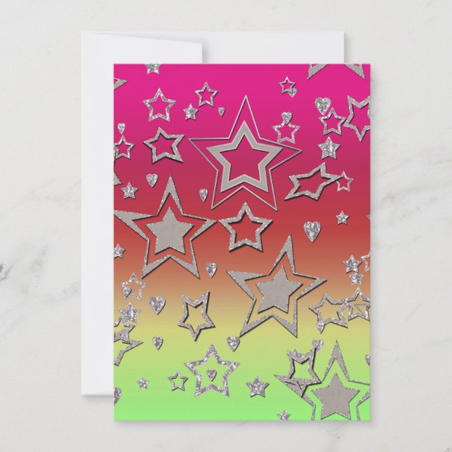 Christmas gradient glitter shine confetti stars fu invitation (Front)