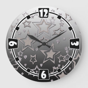 Christmas gradient glitter shine confetti stars fu large clock