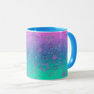 Christmas gradient glitter shine confetti stars fu mug