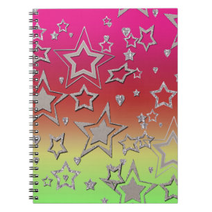 Christmas gradient glitter shine confetti stars fu notebook