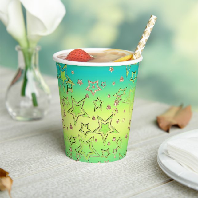 Christmas gradient glitter shine confetti stars fu paper cups (Insitu)