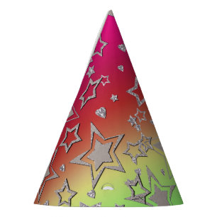 Christmas gradient glitter shine confetti stars fu party hat
