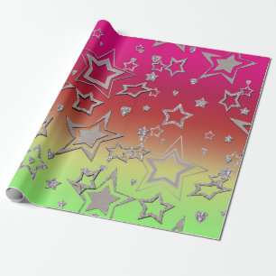 Christmas gradient glitter shine confetti stars fu wrapping paper