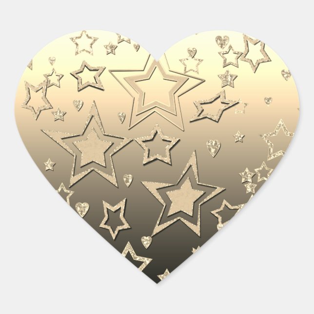 Christmas gradient glitter shine confetti stars heart sticker (Front)