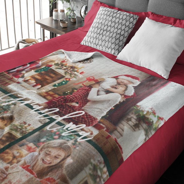 Christmas Gramdma Photo Collage Personalised  Fleece Blanket (Christmas Gramdma Photo Collage Personalized Fleece Blanket)