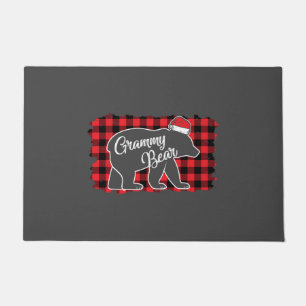 Christmas Grammy Bear Christmas Red Plaid Buffalo Doormat