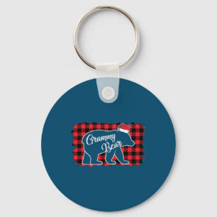 Christmas Grammy Bear Christmas Red Plaid Buffalo Key Ring