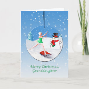 Christmas, Granddaughter, Ballet Dancer, Snow Holiday Card