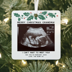 Christmas Grandma Baby Sonogram Holiday Keepsake Metal Tree Decoration