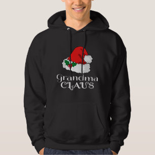 Christmas Grandma Claus Matching Pajama Santa Hat  Hoodie