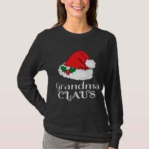 Christmas Grandma Claus Matching Pajama Santa Hat T-Shirt