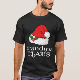 Christmas Grandma Claus Matching Pajama Santa Hat T-Shirt