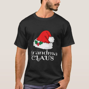 Christmas Grandma Claus Matching Pajama Santa Hat T-Shirt