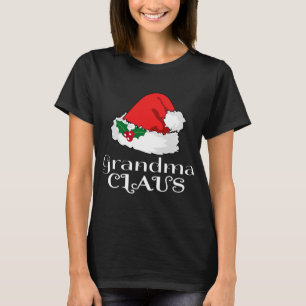 Christmas Grandma Claus Matching Pajama Santa Hat  T-Shirt