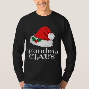 Christmas Grandma Claus Matching Pajama Santa Hat T-Shirt