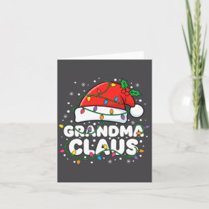 Christmas Grandma Claus Santa Hat Christmas Lights Card
