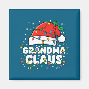 Christmas Grandma Claus Santa Hat Christmas Lights Magnet