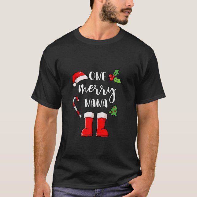 Christmas Grandma Santa Hat Candy Cane Boots Xmas  T-Shirt (Front)