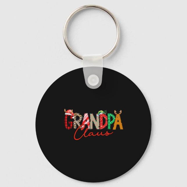Christmas Grandpa Coquette Bow Grandpa Claus Chris Key Ring (Front)