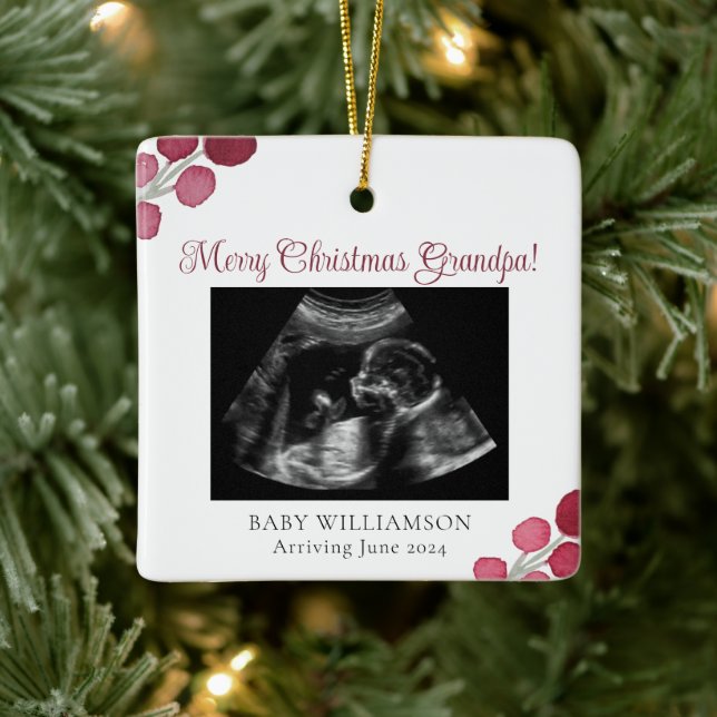 Christmas Grandpa Pregnancy Ultrasound Ceramic Ornament (Tree)