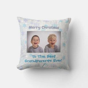 Christmas Grandparents Grandchildren Photo Cushion