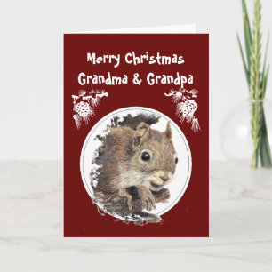 Christmas Grandparents, Grandkids, Humour Squirrel Holiday Card
