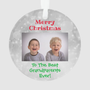 Christmas Grandparents Grandkids Photo Ornament