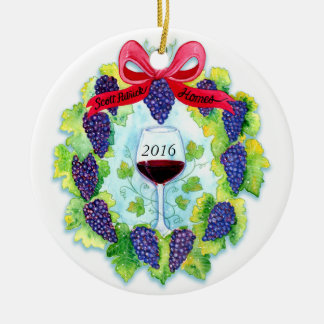 Christmas Grape Wreath Custom Scott Patrick Homes Ceramic Ornament