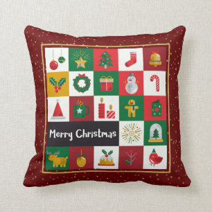 Christmas Graphic Colourful Glittery Stars Elegant Cushion