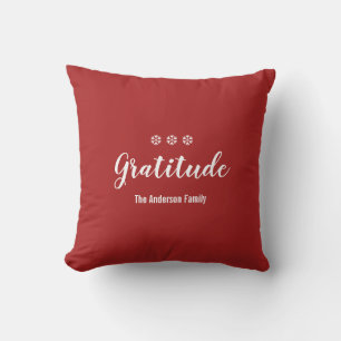 Christmas Gratitude Red Custom Throw Pillow