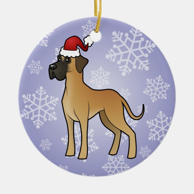 Christmas Great Dane Ceramic Tree Decoration (Front)