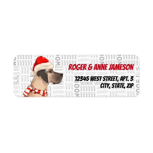Christmas Great Dane in a Scarf Return Address Label (Front)