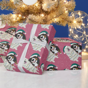 Christmas Great Pyrenees and Bernese Mountain Dog Wrapping Paper