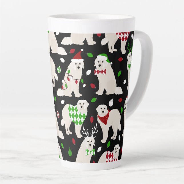 Christmas Great Pyrenees Dogs Latte Mug (Right Angle)