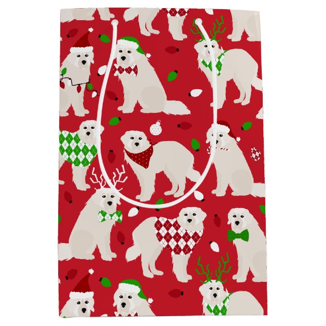  Christmas Great Pyrenees Dogs Medium Gift Bag (Front)