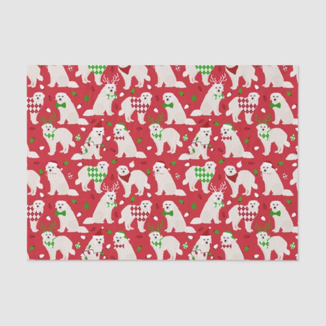 Christmas Great Pyrenees Dogs Tissue Paper (Front)