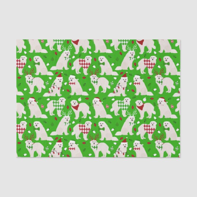 Christmas Great Pyrenees Dogs Tissue Paper (Front)