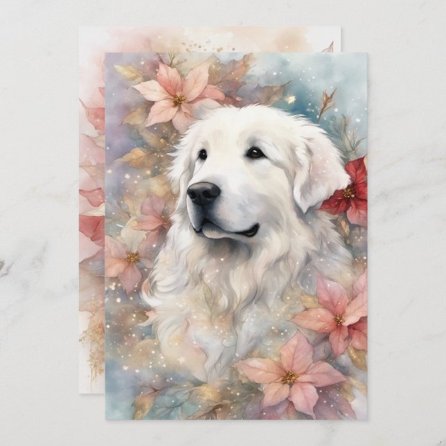 Christmas Great Pyrenees Flat Holiday Card (Front/Back)