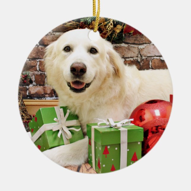 Christmas - Great Pyrenees Labrador X - Ginny Ceramic Ornament (Front)