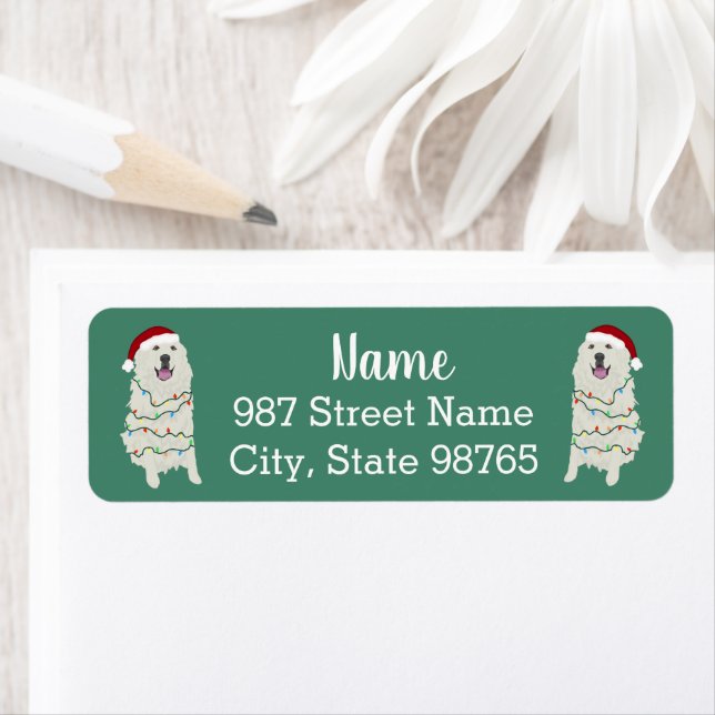 Christmas Great Pyrenees   Return Address Label (Insitu)