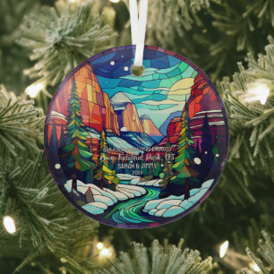 Christmas Great Smoky Mountain Stained Glass Engag Tree Decoration
