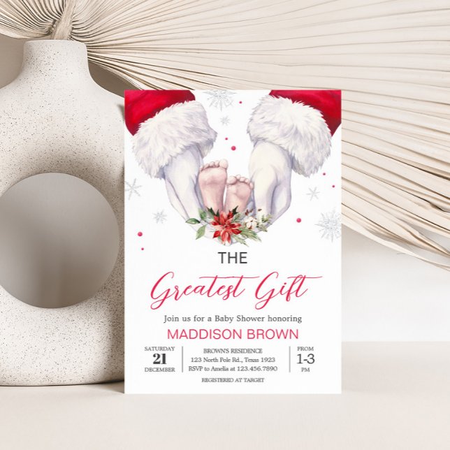 Christmas Greatest Gift Baby Shower Invitation (Santa Christmas Greatest Gift Baby Shower Invitation
)