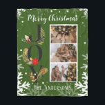 Christmas Green 3 Photo Collage Joy Fleece Blanket<br><div class="desc">I hope you enjoy this green background texture with joy typography with 3 photo collages.</div>