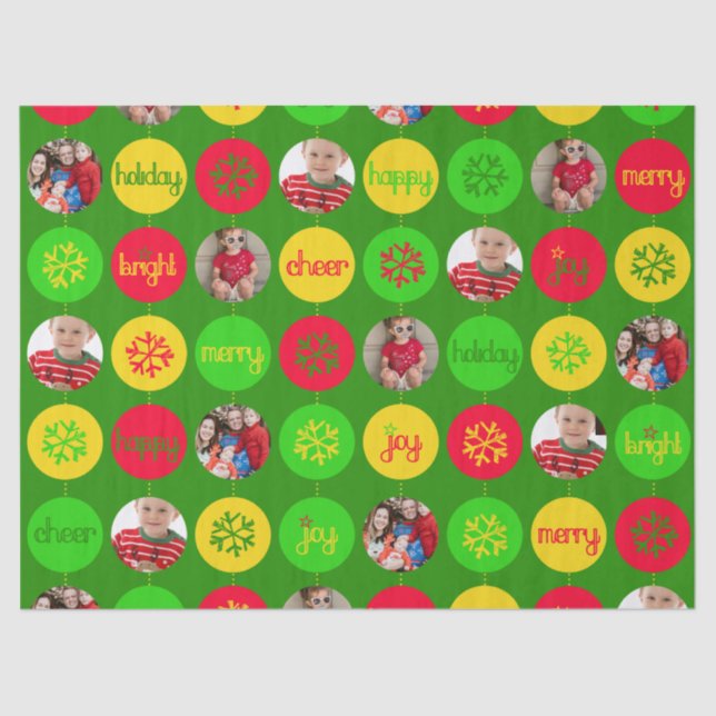 Christmas green add your own photos tissue paper (Front)
