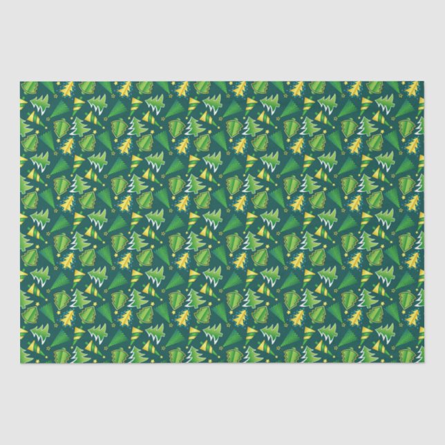 Christmas Green and Gold Tree tissue Paper  (Front)
