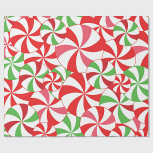 Christmas Green and Red Candy Cane Gift Wrap paper